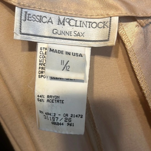 Vtg Jessica McClintock Gunne Sax Nude Satin Flower Strap Maxi Slip Dress XS/S - Picture 5 of 7